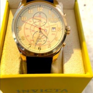 Invicta Gold Watch with Black Strap